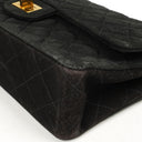 Chanel 2.55 Medium Classic Double Flap Bag Black Quilted Suede Gold Hardware