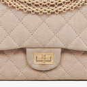 Chanel 2.55 Reissue 227 Flap Bag Beige Quilted Caviar With Gold-Tone Hardware