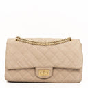 Chanel 2.55 Reissue 227 Jumbo Flap Bag Beige Quilted Caviar With Gold-Tone Hardware