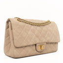 Chanel 2.55 Reissue 227 Jumbo Flap Bag Beige Quilted Caviar With Gold-Tone Hardware