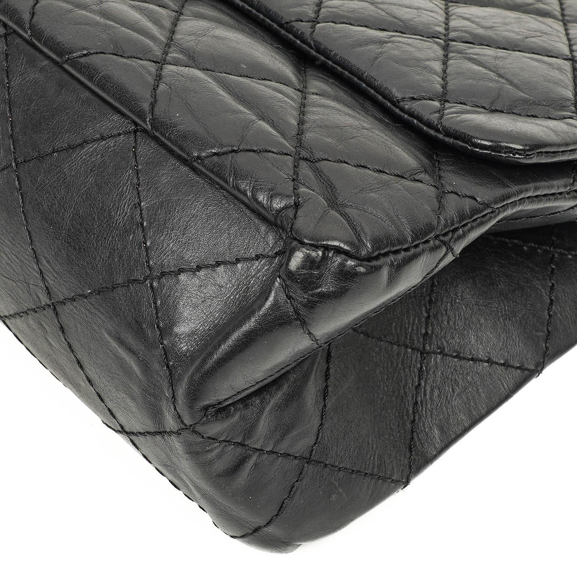 Chanel 2.55 Reissue Black Aged Calfskin Large Double Flap Bag