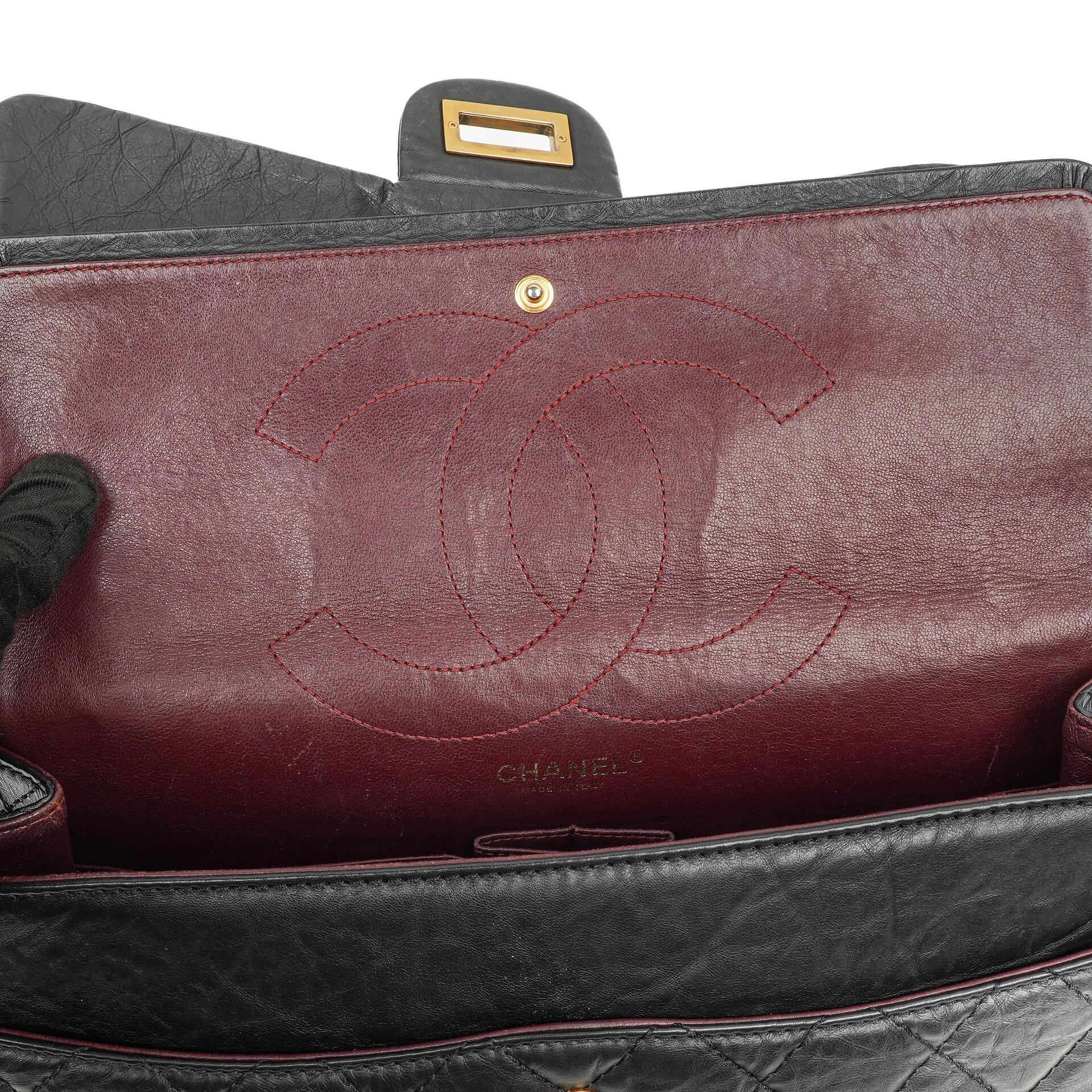 Chanel 2.55 Reissue Black Aged Calfskin Large Double Flap Bag