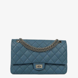 Chanel 2.55 Reissue Blå Kaviar Quiltad Läder Dubbelflapväska Med Ruthenium Metall