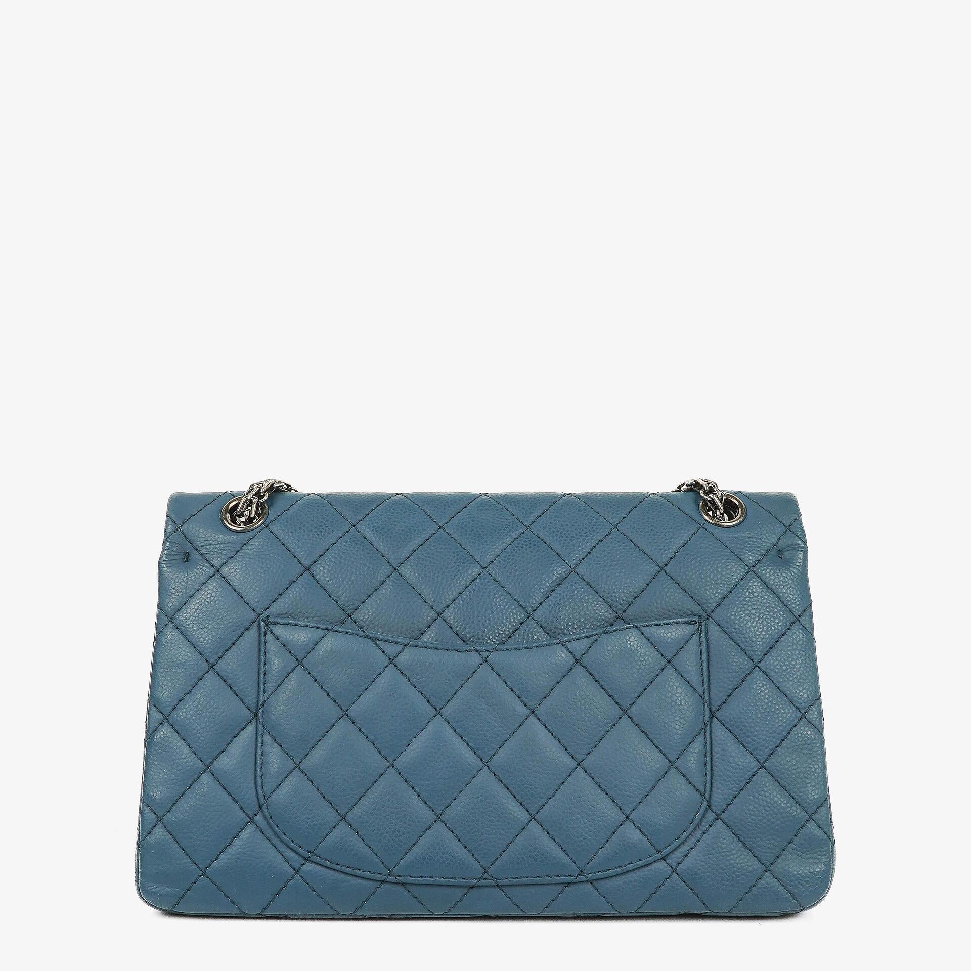 Chanel 2.55 Reissue Blue Caviar Quilted Leather Double Flap Bag With Ruthenium Hardware