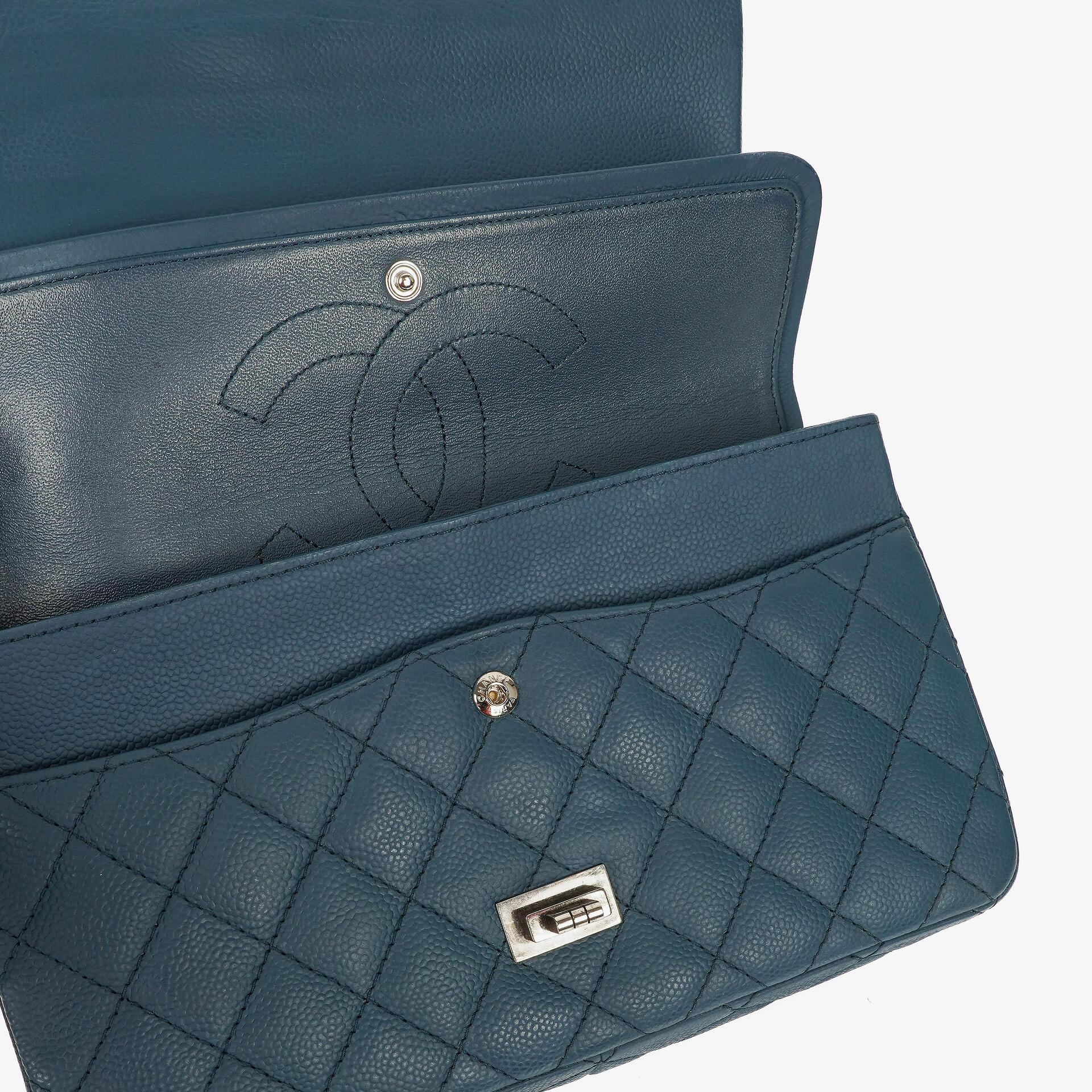 Chanel 2.55 Reissue Blue Caviar Quilted Leather Double Flap Bag With Ruthenium Hardware