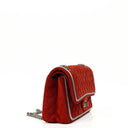 Chanel 2.55 Reissue Medium Double Flap Bag in Red Suede and Silver Leather