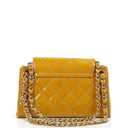 Chanel Accordion Double Flap Bag Yellow Quilted Patent Leather With 24K Champagne Gold-Plated Hardware