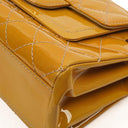 Chanel Accordion Double Flap Bag Yellow Quilted Patent Leather With 24K Champagne Gold-Plated Hardware