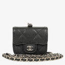 Chanel Airpods Pro Case In Black Caviar Quilted Leather With Silver-Tone Hardware