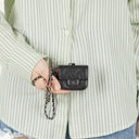 Chanel Airpods Pro Case In Black Caviar Quilted Leather With Silver-Tone Hardware