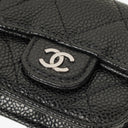 Chanel Airpods Pro Case In Black Caviar Quilted Leather With Silver-Tone Hardware