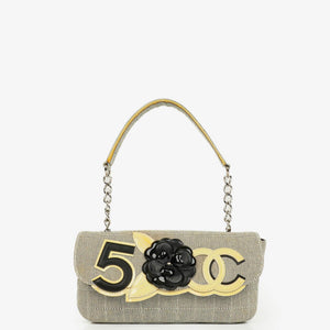 Sac Chanel Camellia N°5 en toile beige et noire