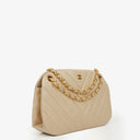 Chanel Beige Chevron Lambskin Kiss Lock Bag