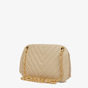 Chanel Beige Chevron Lambskin Kiss Lock Bag
