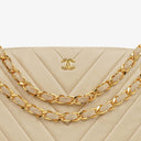 Chanel Beige Chevron Lambskin Kiss Lock Bag