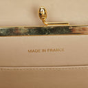 Chanel Beige Chevron Lambskin Kiss Lock Bag