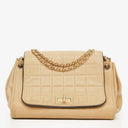 Chanel Beige Chocolate Bar Lambskin Accordion Mademoiselle Flap