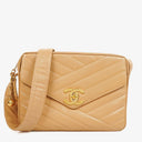 Chanel Beige Jumbo Caviar Diagonal Pocket Camera Bag