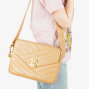 Chanel Beige Jumbo Caviar Diagonal Pocket Camera Bag