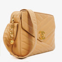 Chanel Beige Jumbo Caviar Diagonal Pocket Camera Bag