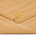 Chanel Beige Jumbo Caviar Diagonal Pocket Camera Bag