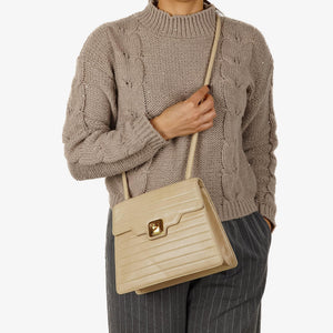 Chanel Beige Quilted Lambskin Flap Crossbody Bag