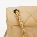 Chanel Beige Quilted Lambskin Small Single Flap Bag With 24K Gold-Plated Hardware