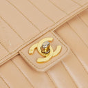 Chanel Beige Vertical Quilted Single Flap bag with 24k Gold-Plated Hardware