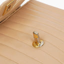 Chanel Beige Vertical Quilted Single Flap bag with 24k Gold-Plated Hardware