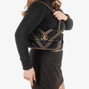 Chanel Black and Brown Lady Chevron Medium Flap Bag