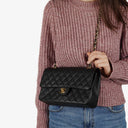 Chanel Medium Classic Double Flap Bag Black Quilted Caviar Leather With Gold-Tone Hardware, 2009-2010