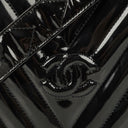 Chanel Black Chevron Quilted Patent Leather Vanity Case Box Bag