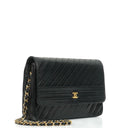 Chanel Black Diagonal Quilted Lambskin Leather Medium Classic Single Flap Bag With 24K Gold-Plated Hardware