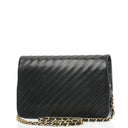 Chanel Black Diagonal Quilted Lambskin Leather Medium Classic Single Flap Bag With 24K Gold-Plated Hardware