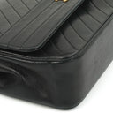 Chanel Black Diagonal Quilted Lambskin Leather Medium Classic Single Flap Bag With 24K Gold-Plated Hardware