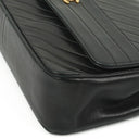Chanel Black Diagonal Quilted Lambskin Leather Medium Classic Single Flap Bag With 24K Gold-Plated Hardware