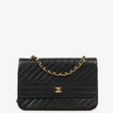 Chanel Black Diagonal Quilted Lambskin Leather Medium Classic Single Flap Bag With 24K Gold-Plated Hardware