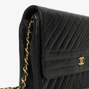 Chanel Black Diagonal Quilted Lambskin Leather Medium Classic Single Flap Bag With 24K Gold-Plated Hardware