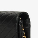 Chanel Black Diagonal Quilted Lambskin Leather Medium Classic Single Flap Bag With 24K Gold-Plated Hardware
