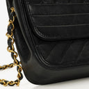 Chanel Black Diagonal Quilted Lambskin Leather Medium Classic Single Flap Bag With 24K Gold-Plated Hardware