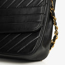 Chanel Black Diagonal Quilted Lambskin Leather Medium Classic Single Flap Bag With 24K Gold-Plated Hardware