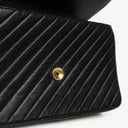 Chanel Black Diagonal Quilted Lambskin Leather Medium Classic Single Flap Bag With 24K Gold-Plated Hardware