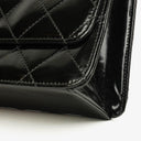Chanel Black Quilted Patent Leather Top Handle Flap Bag With 24K Gold-Plated Hardware