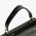 Chanel Black Quilted Patent Leather Top Handle Flap Bag With 24K Gold-Plated Hardware