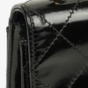 Chanel Black Quilted Patent Leather Top Handle Flap Bag With 24K Gold-Plated Hardware