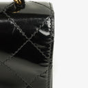 Chanel Black Quilted Patent Leather Top Handle Flap Bag With 24K Gold-Plated Hardware