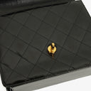 Chanel Black Quilted Patent Leather Top Handle Flap Bag With 24K Gold-Plated Hardware
