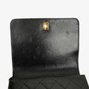 Chanel Black Quilted Patent Leather Top Handle Flap Bag With 24K Gold-Plated Hardware