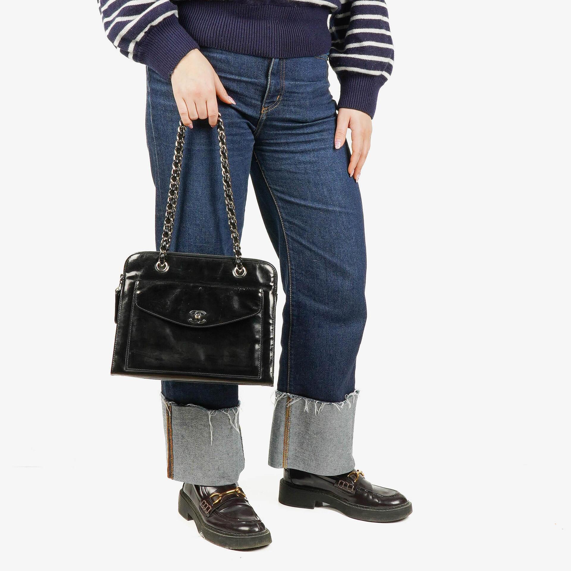 Chanel Black Patent Leather Shoulder Bag