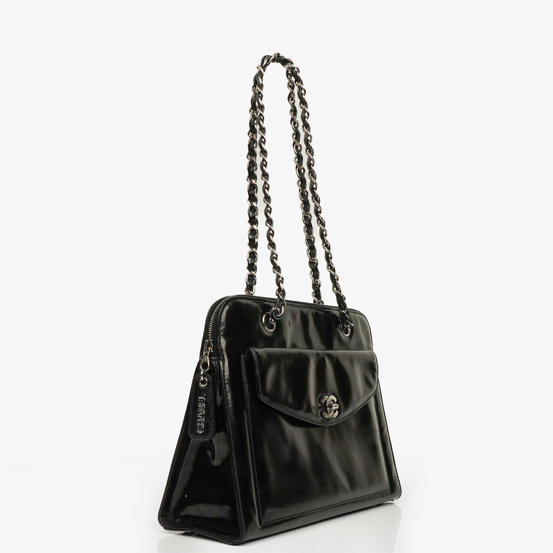Chanel Black Patent Leather Shoulder Bag